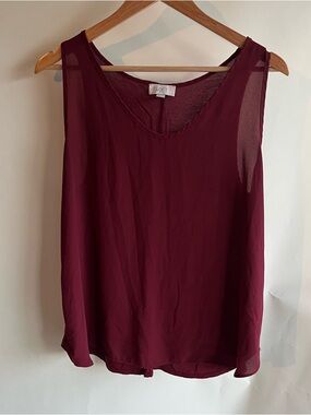 Ann Taylor Loft Outlet Tank Top Sleeveless Blouse Maroon Sz Lg Women’s EUC